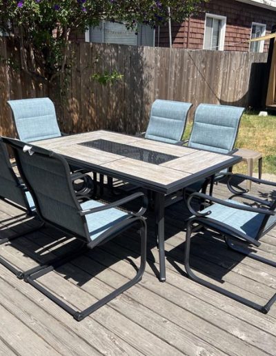 Patio dining set assembly and installation
